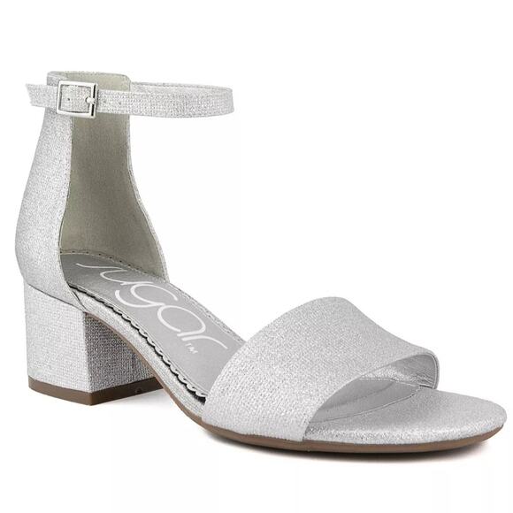 Sugar Women Ankle Strap Sandals Noelle Low Size US 7.5M Silver Sparkle Glitter - Picture 1 of 5